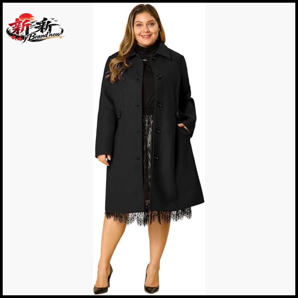 Plus Size Single Breasted Belted Winter Long Coat